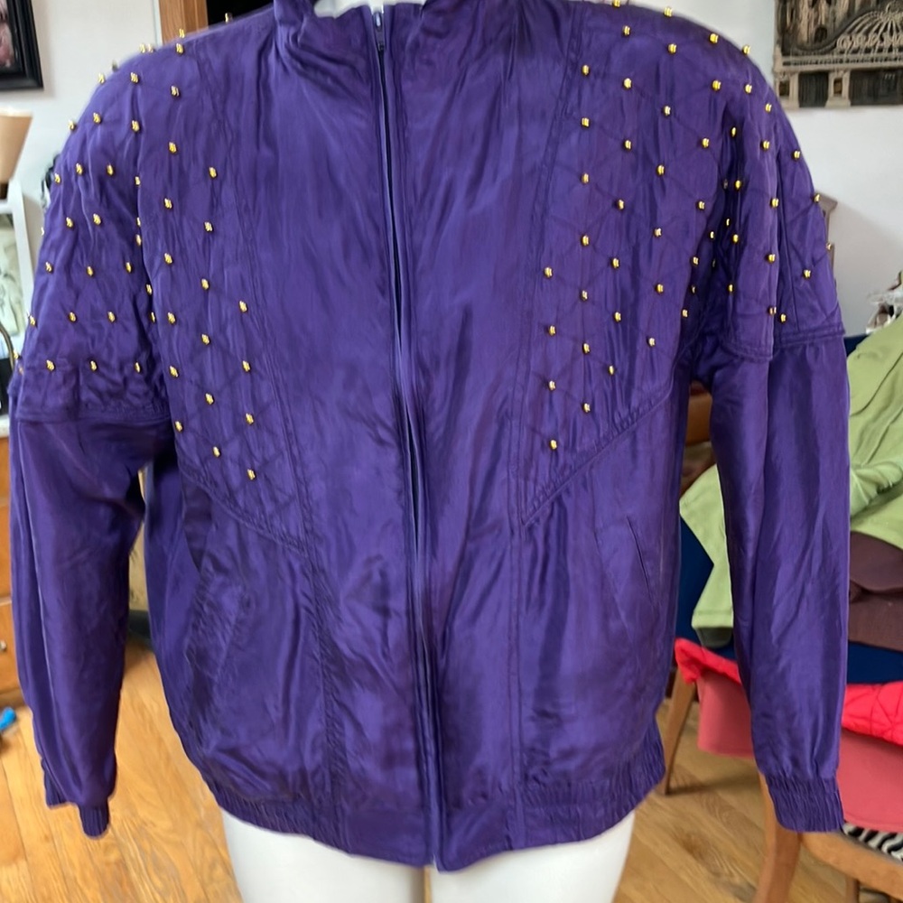 Deep Purple Bomber Jacket with gold Studs